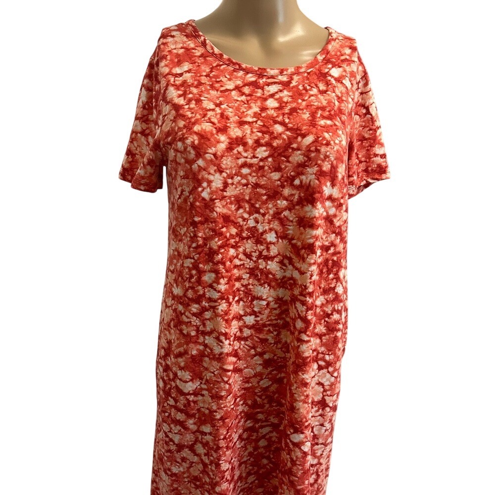 Michael‎ Kors Women Orange Tie Dye Tunic T Shirt Dress Casual Size S
